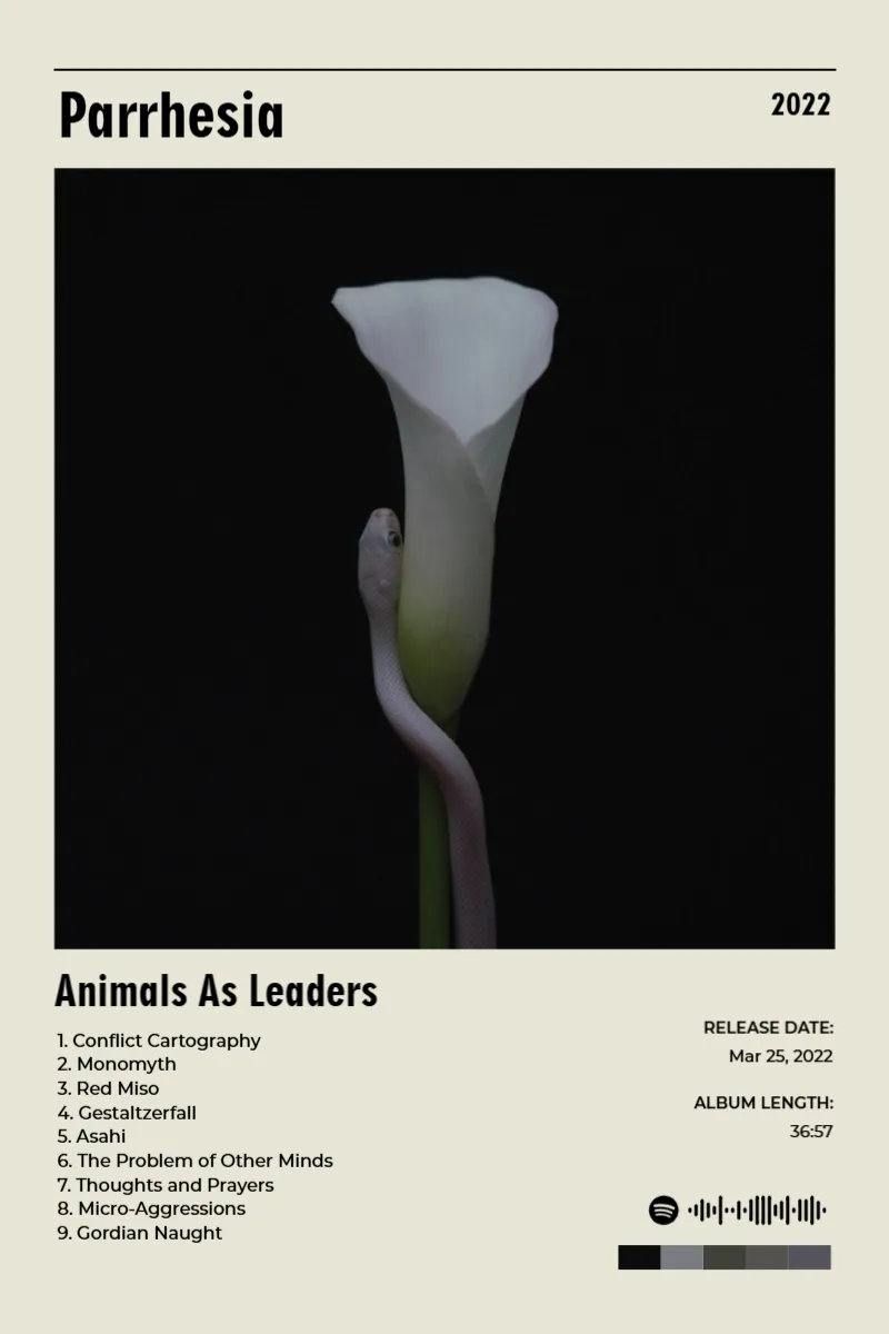 Album poster for Parrhesia by Animals As Leaders