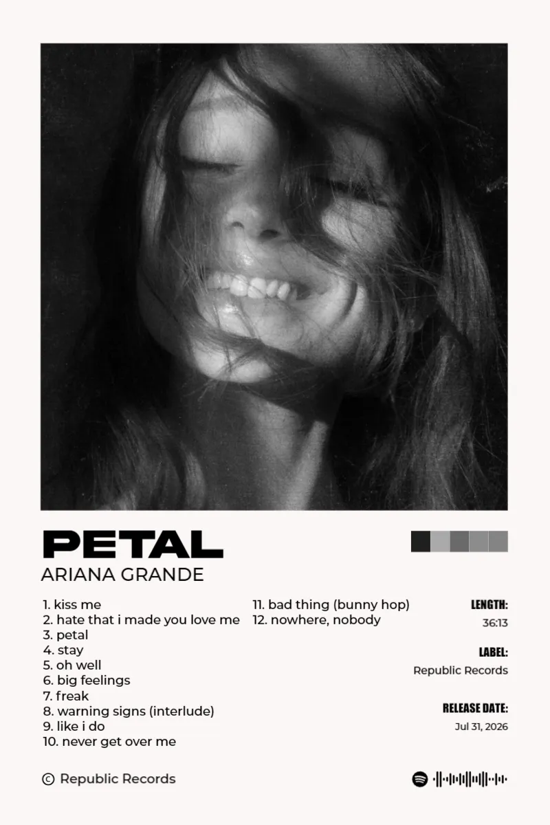 Album poster for petal by Ariana Grande