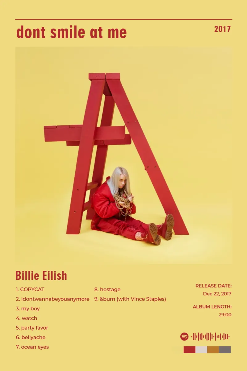 Album poster for dont smile at me by Billie Eilish