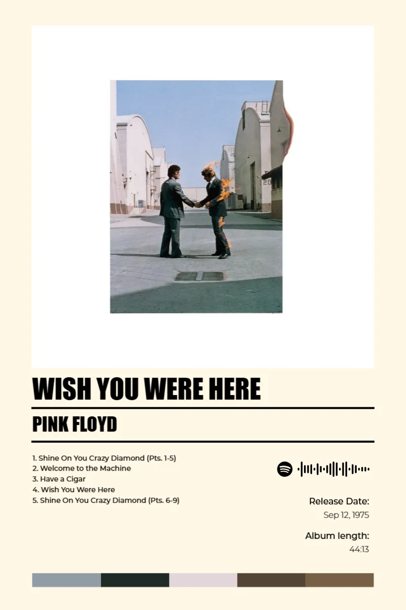 Album poster for Wish You Were Here by Pink Floyd