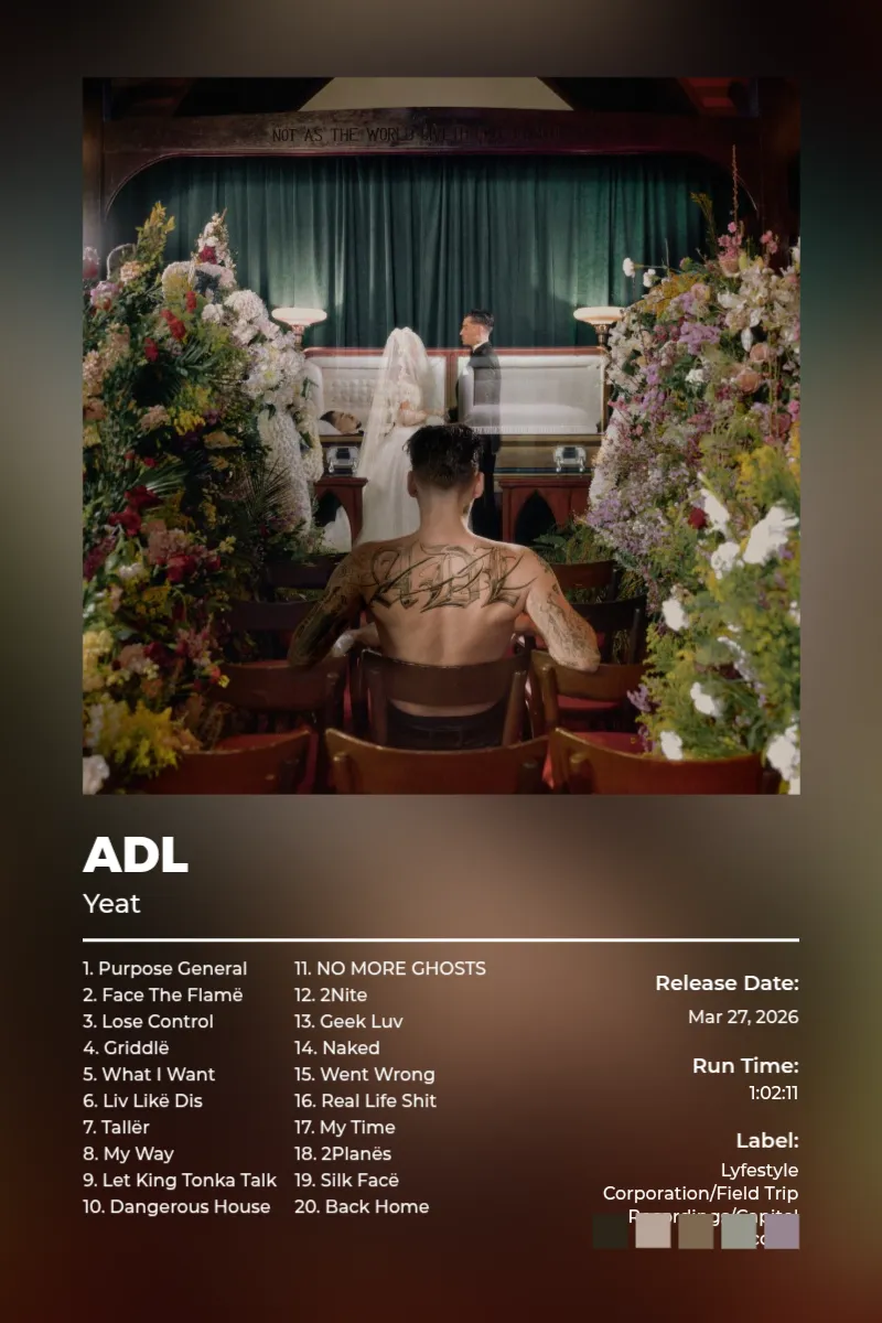 Album poster for ADL by Yeat