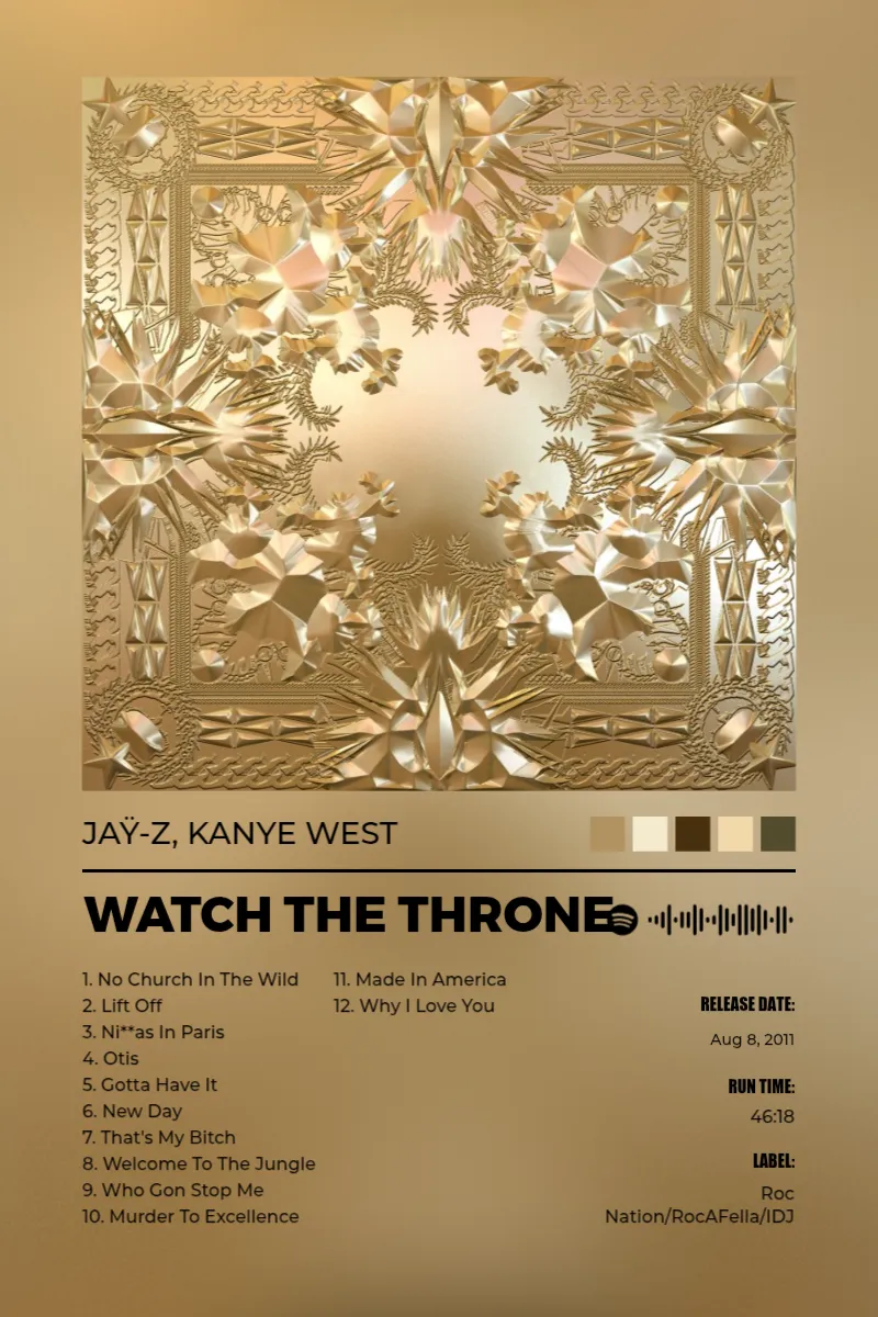 Album poster for Watch The Throne by JAŸ-Z, Kanye West