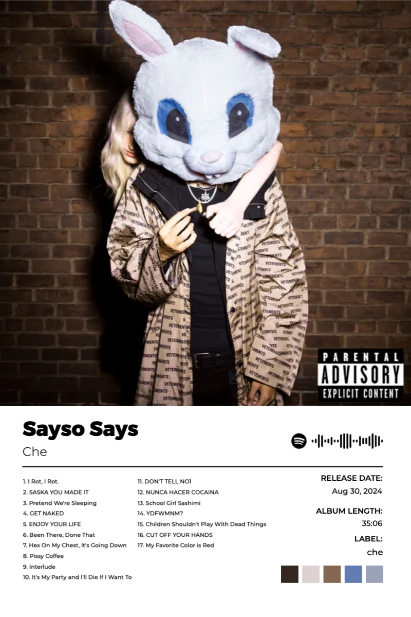 Sayso Says · Sayso Says · Che · 2:3 Album poster for Sayso Says by Che