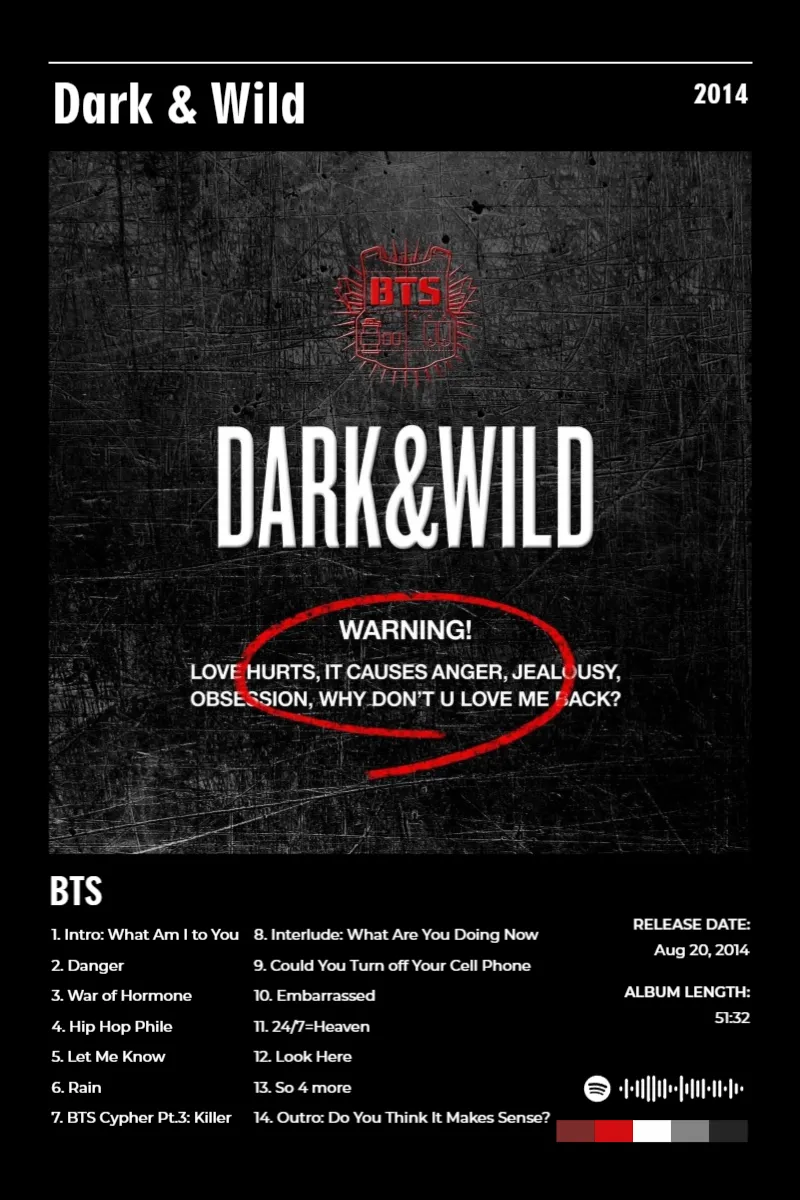 Album poster for Dark & Wild by BTS