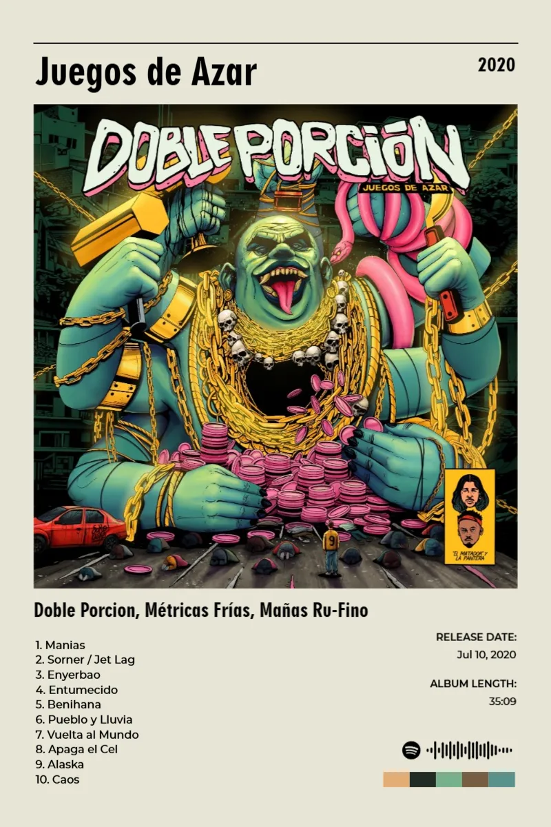 Album poster for Juegos de Azar by Doble Porcion, Métricas Frías, Mañas Ru-Fino