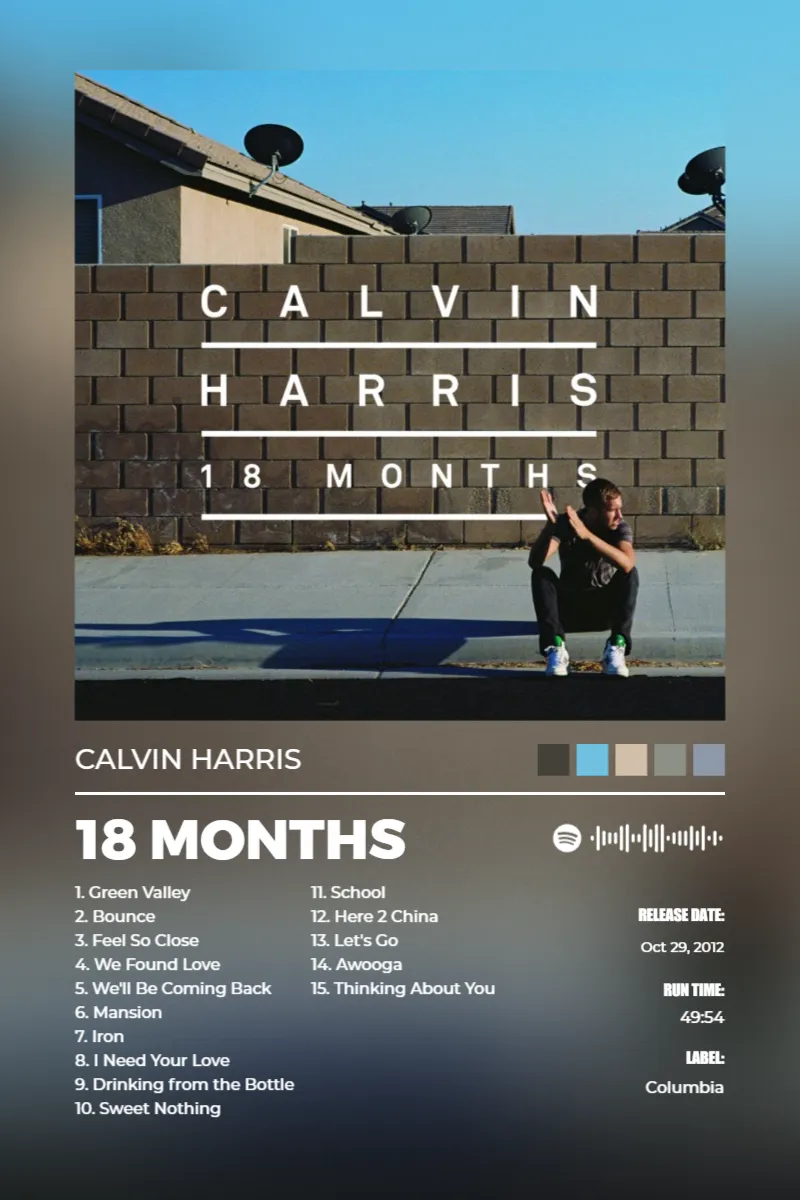 Album poster for 18 Months by Calvin Harris