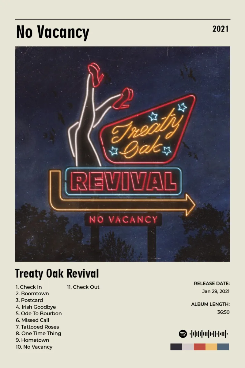 No Vacancy · No Vacancy · Treaty Oak Revival · 2:3 Album poster for No Vacancy by Treaty Oak Revival