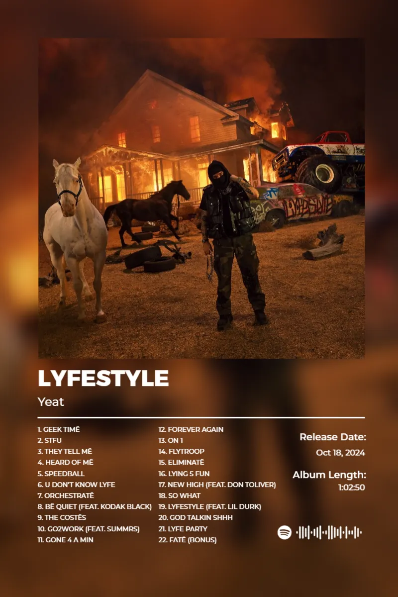 Album poster for LYFESTYLE by Yeat