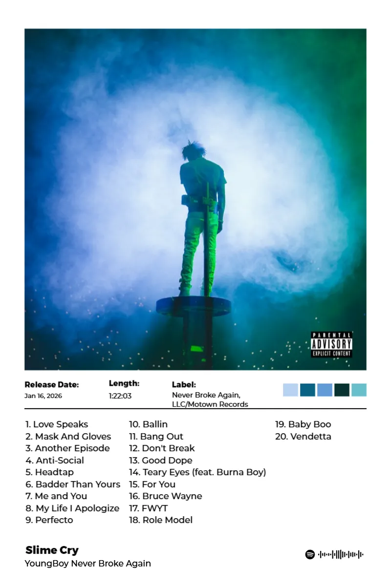 Slime Cry · Slime Cry · YoungBoy Never Broke Again · 2:3 Album poster for Slime Cry by YoungBoy Never Broke Again