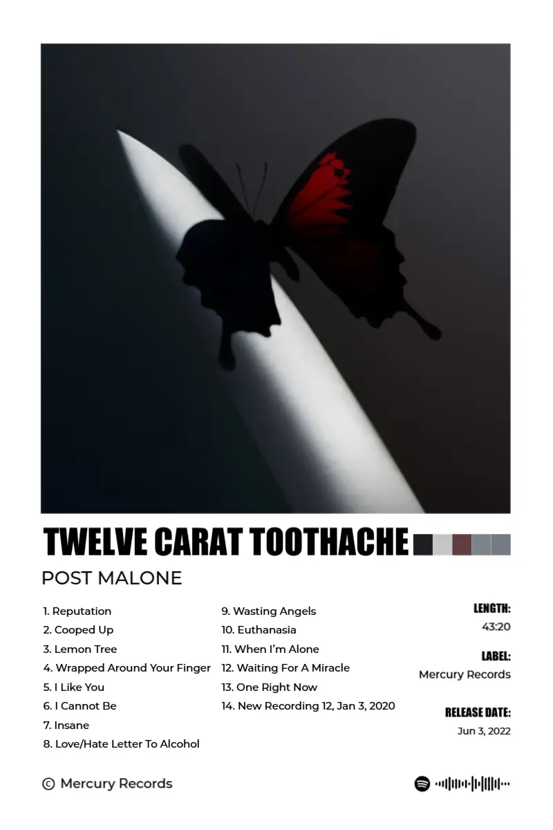 Twelve Carat Toothache · Twelve Carat Toothache · Post Malone · 2:3 Album poster for Twelve Carat Toothache by Post Malone