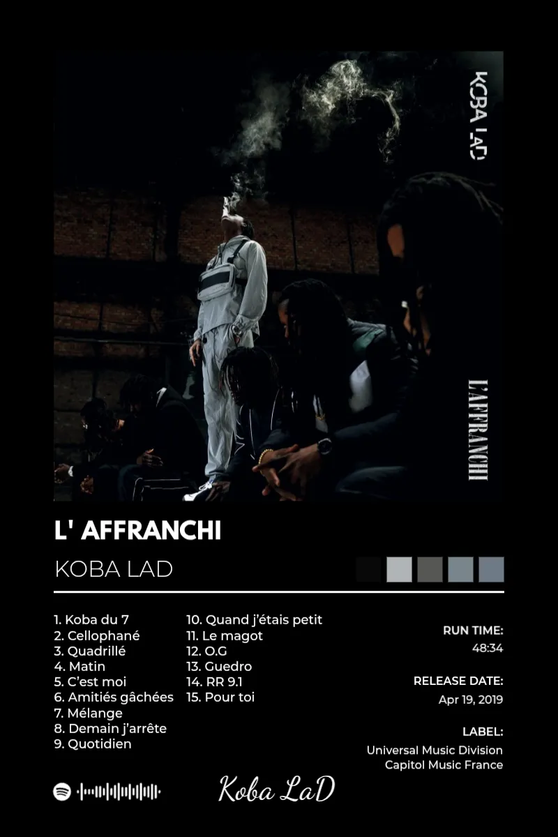 Album poster for L' Affranchi by Koba LaD