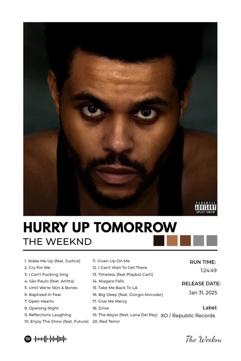 Album poster for Hurry Up Tomorrow by The Weeknd