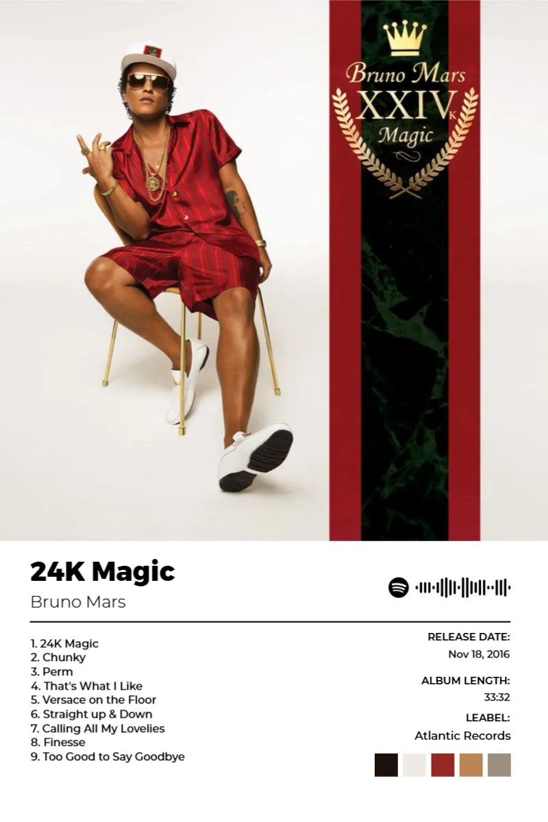 24K Magic · 24K Magic · Bruno Mars · 2:3 Album poster for 24K Magic by Bruno Mars