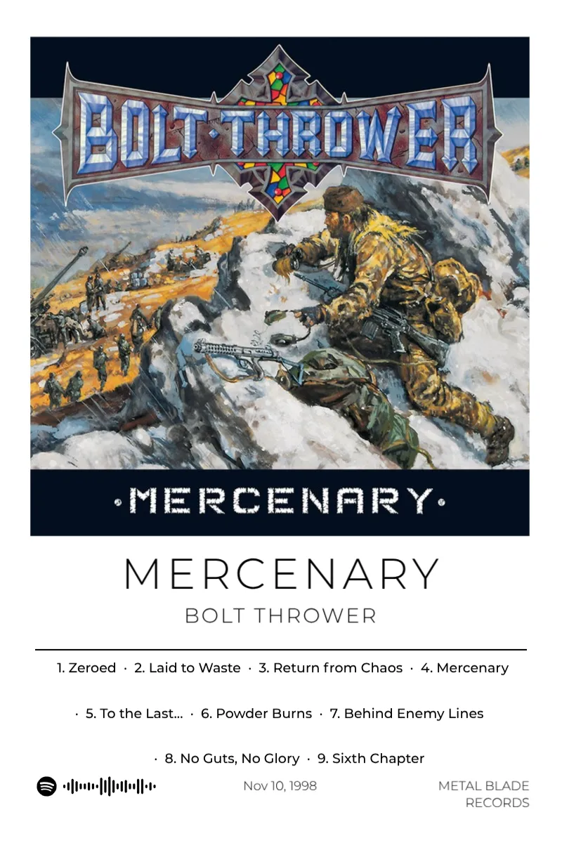 Album poster for Mercenary by Bolt Thrower