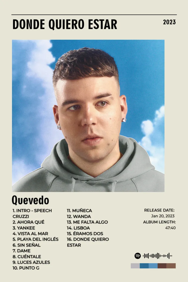 Album poster for DONDE QUIERO ESTAR by Quevedo