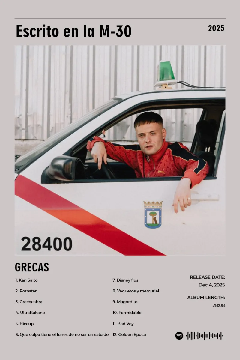 Album poster for Escrito en la M-30 by GRECAS