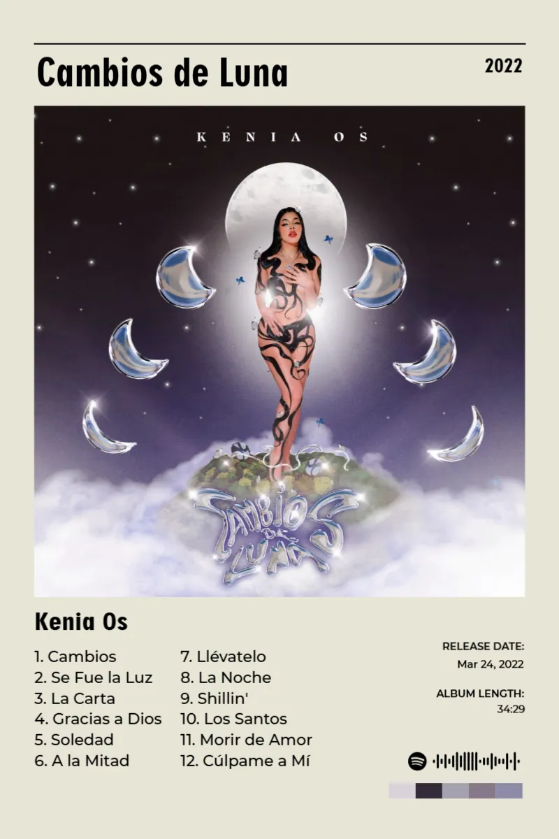 Album poster for Cambios de Luna by Kenia Os