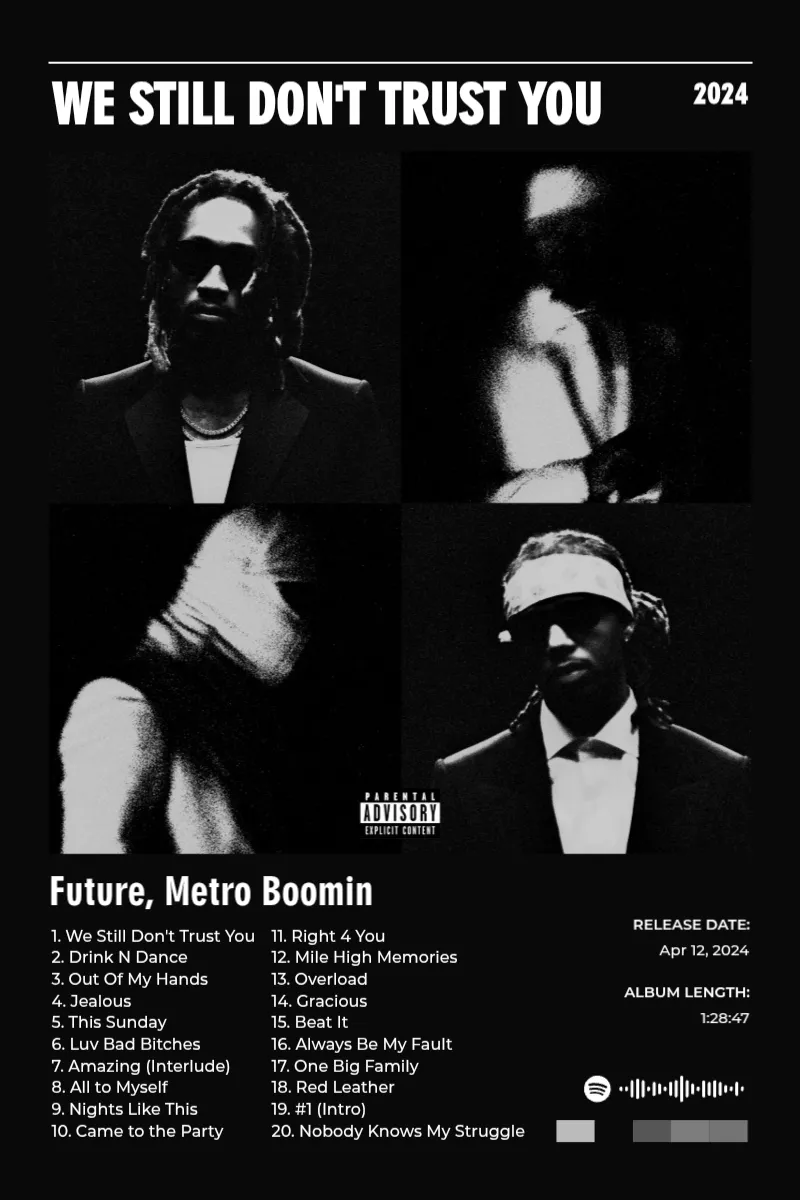 Album poster for WE STILL DON'T TRUST YOU by Future, Metro Boomin