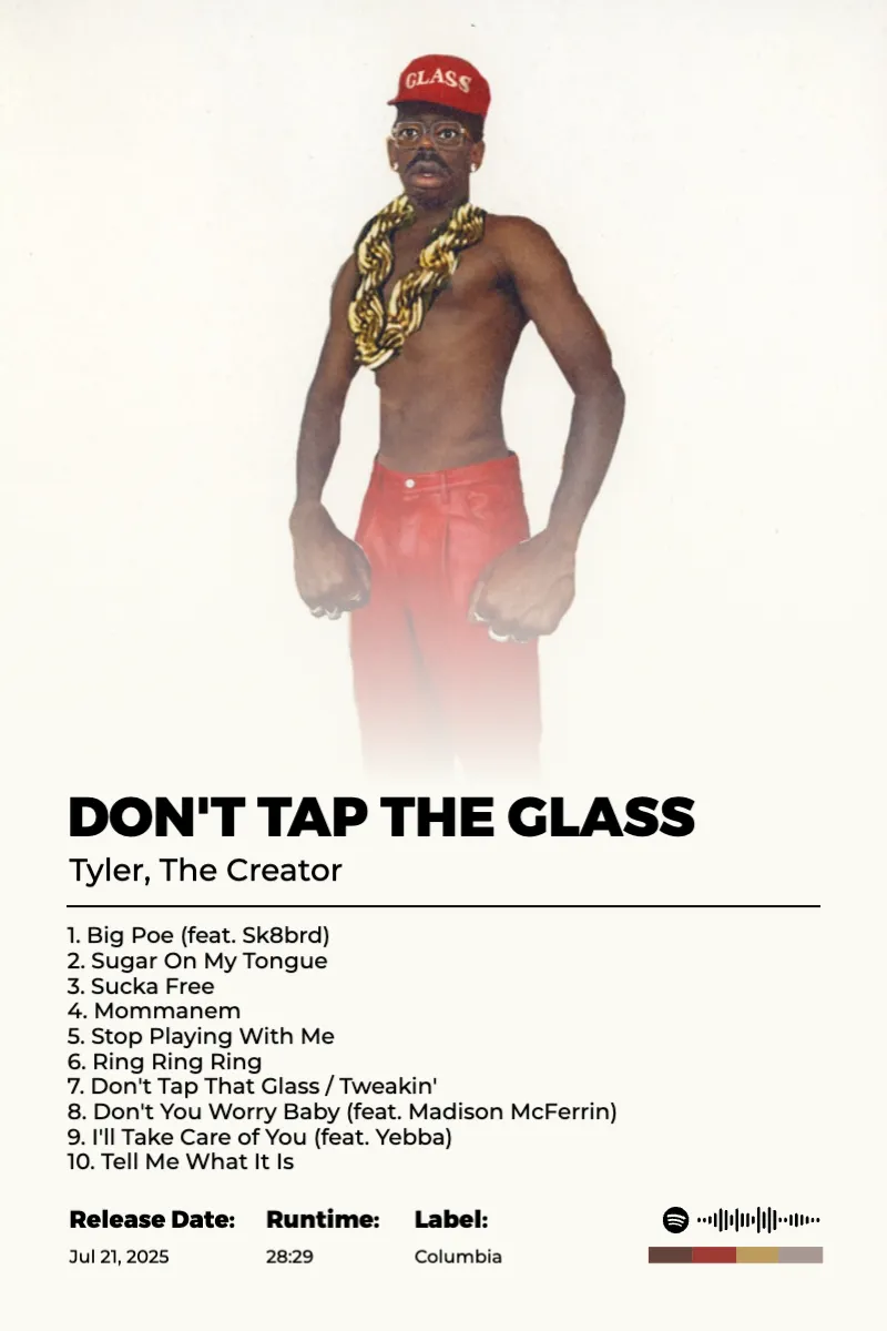 Album poster for DON'T TAP THE GLASS by Tyler, The Creator