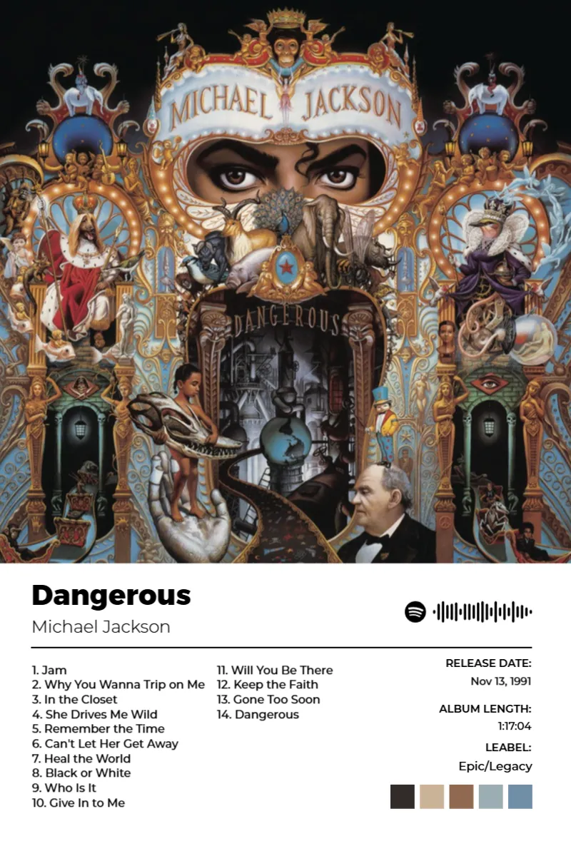 Dangerous · Dangerous · Michael Jackson · 2:3 Album poster for Dangerous by Michael Jackson