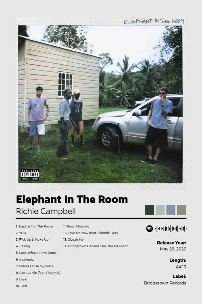 Album poster for Elephant In The Room by Richie Campbell