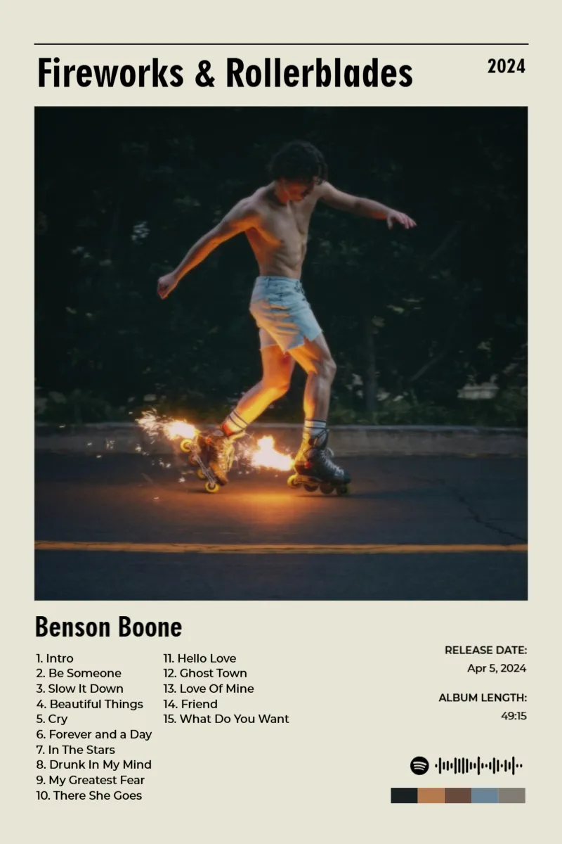 Fireworks & Rollerblades · Fireworks & Rollerblades · Benson Boone · 2:3 Album poster for Fireworks & Rollerblades by Benson Boone