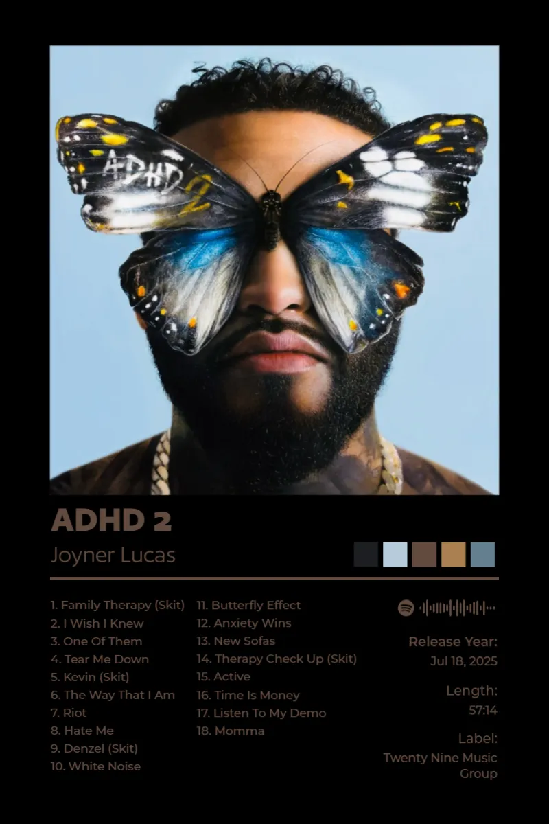 Album poster for ADHD 2 by Joyner Lucas