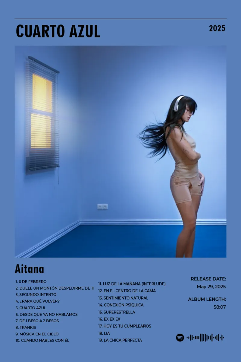 CUARTO AZUL · CUARTO AZUL · Aitana · 2:3 Album poster for CUARTO AZUL by Aitana
