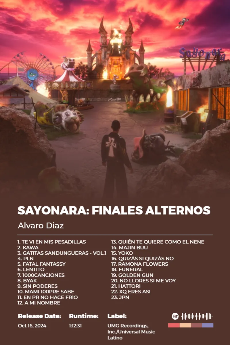 Album poster for SAYONARA: FINALES ALTERNOS by Alvaro Diaz
