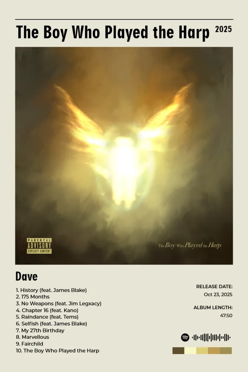 Album poster for The Boy Who Played the Harp by Dave