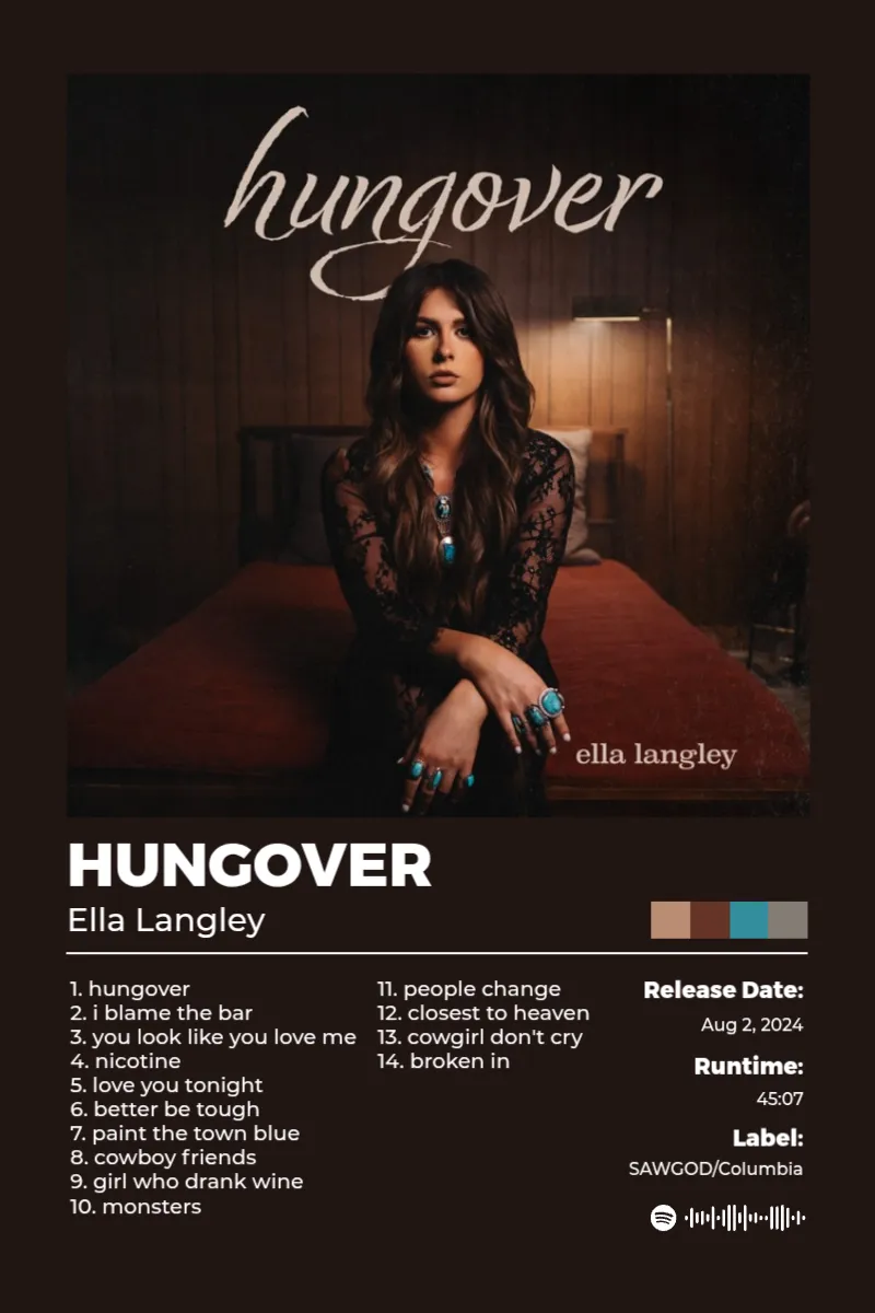 hungover · hungover · Ella Langley · 2:3 Album poster for hungover by Ella Langley