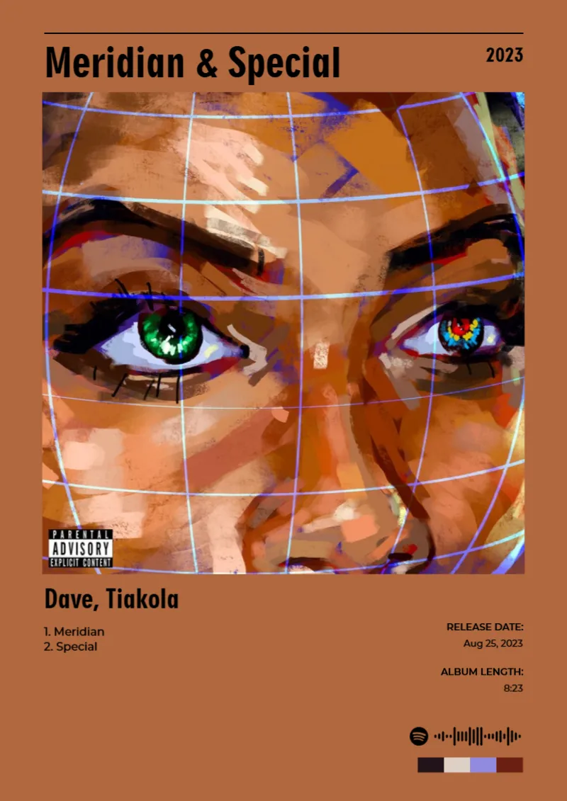 Album poster for Meridian & Special by Dave, Tiakola