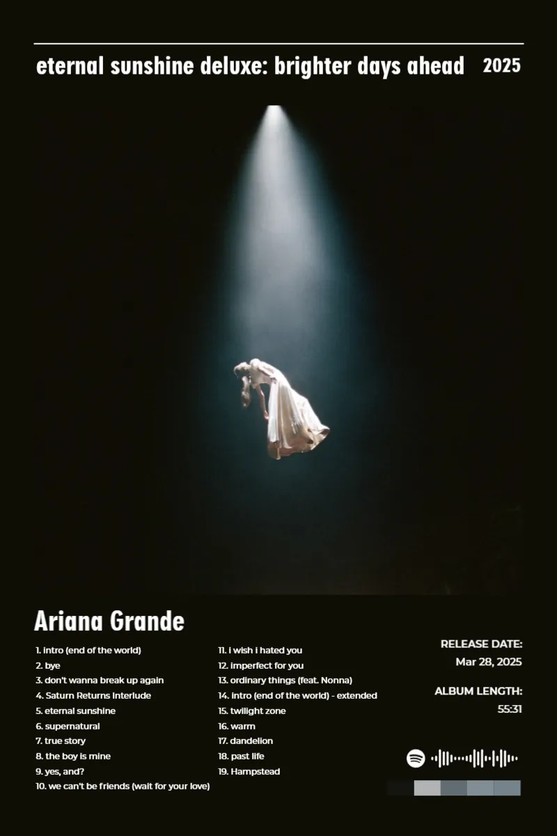 Album poster for eternal sunshine deluxe: brighter days ahead by Ariana Grande