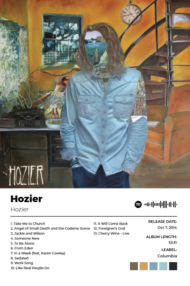 Hozier · Hozier · Hozier · 2:3 Album poster for Hozier by Hozier