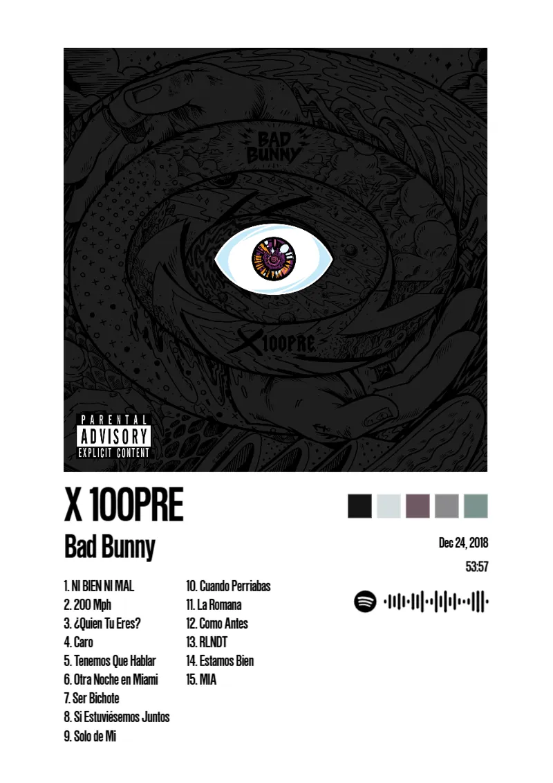 Album poster for X 100PRE by Bad Bunny