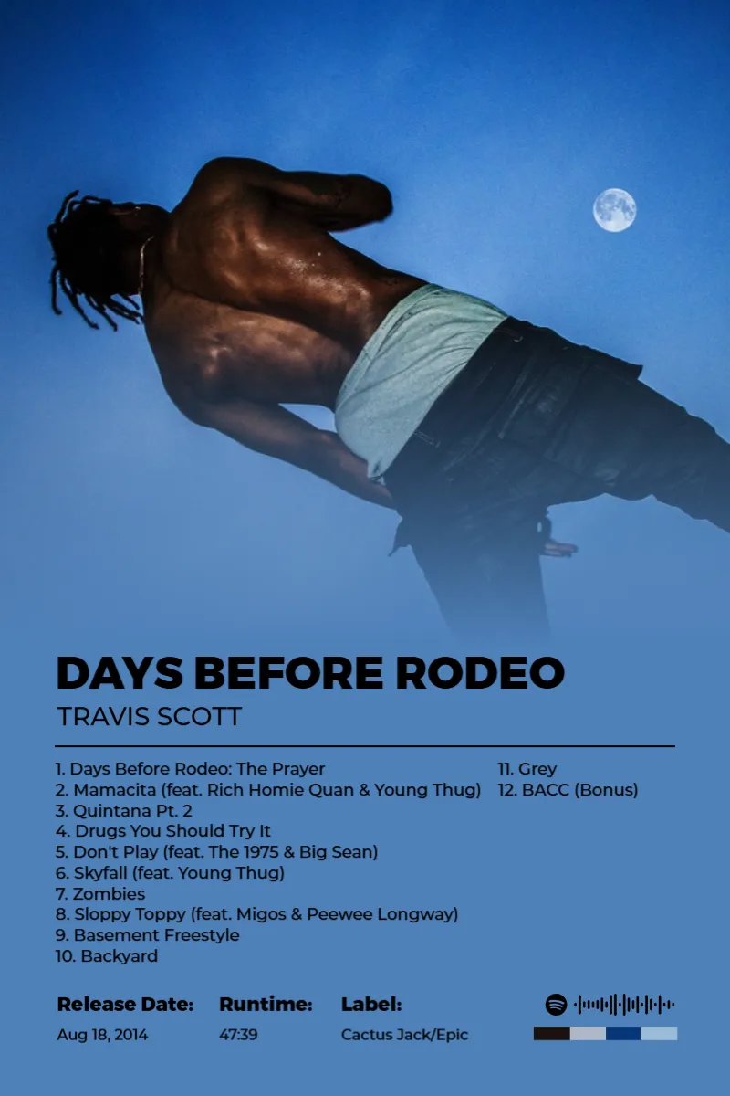 Album poster for DAYS BEFORE RODEO by Travis Scott