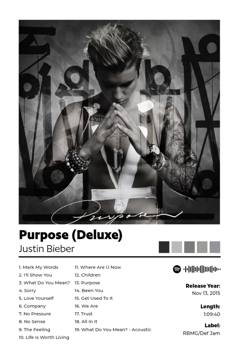 Album poster for Purpose (Deluxe) by Justin Bieber