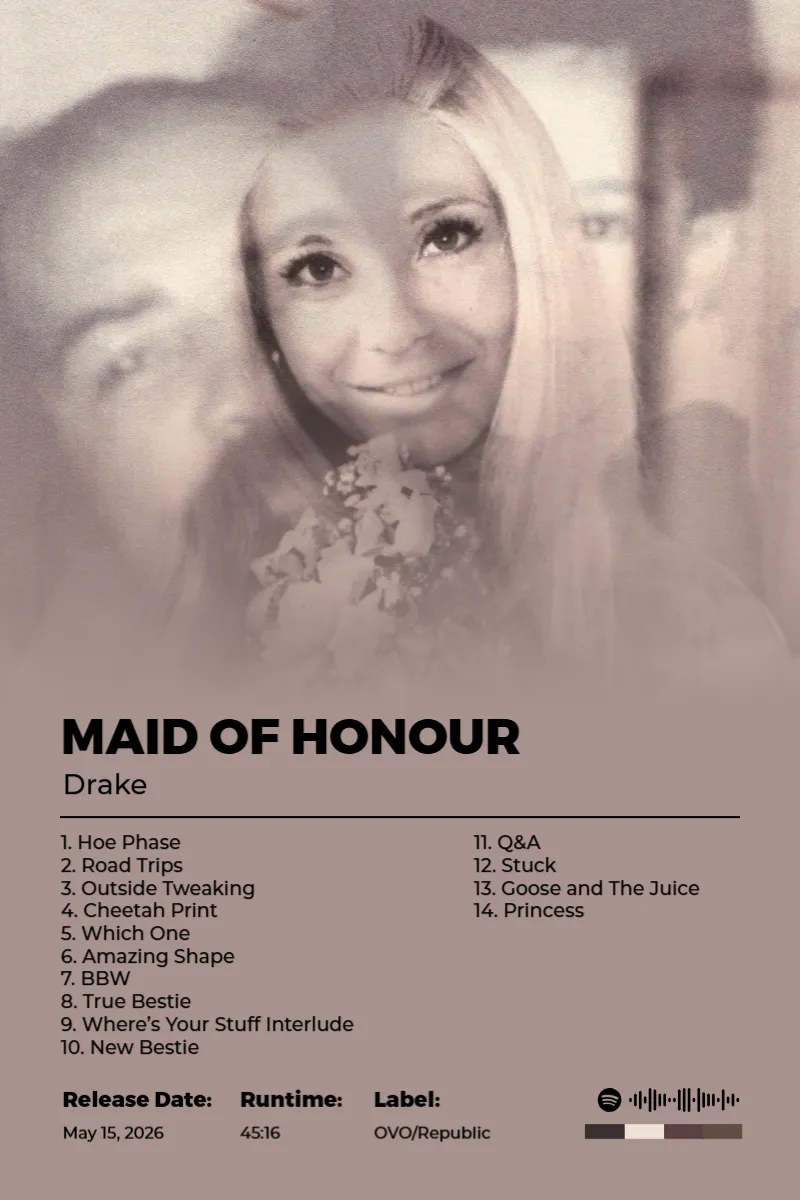 Album poster for MAID OF HONOUR by Drake
