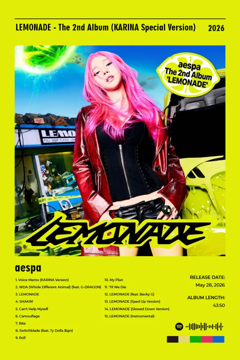 Album poster for LEMONADE - The 2nd Album (KARINA Special Version) by aespa