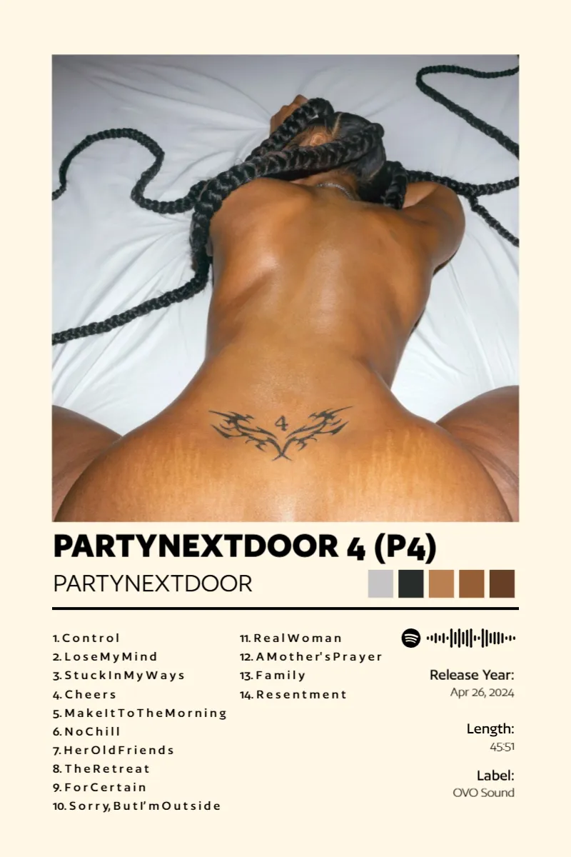 Album poster for PARTYNEXTDOOR 4 (P4) by PARTYNEXTDOOR