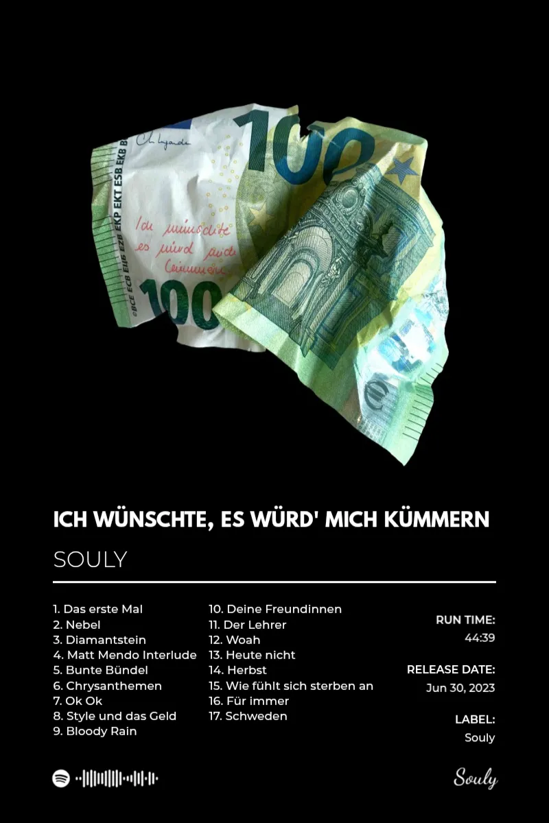Album poster for Ich wünschte, es würd' mich kümmern by Souly
