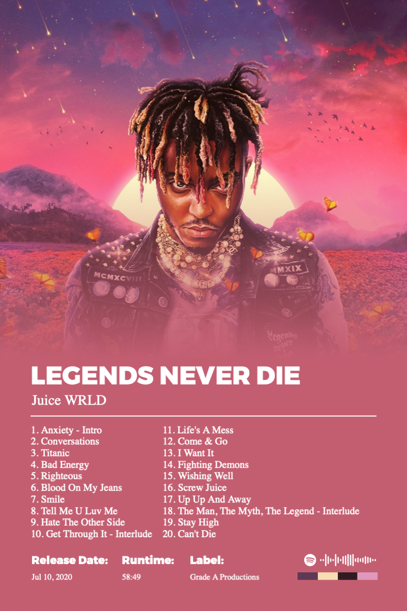 Album poster for Legends Never Die by Juice WRLD