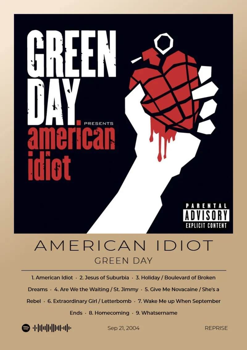 American Idiot · American Idiot · Green Day · DIN A4 Album poster for American Idiot by Green Day