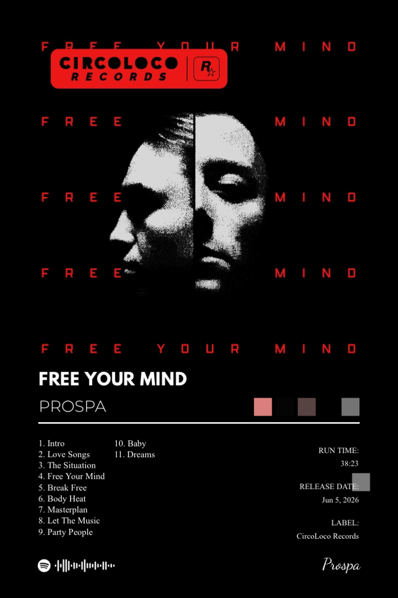 Album poster for Free Your Mind by Prospa