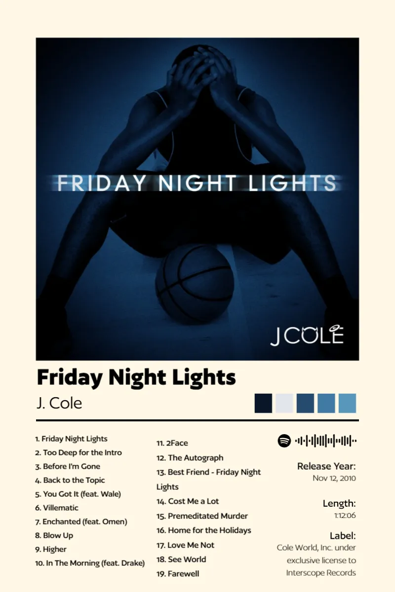 Album poster for Friday Night Lights by J. Cole