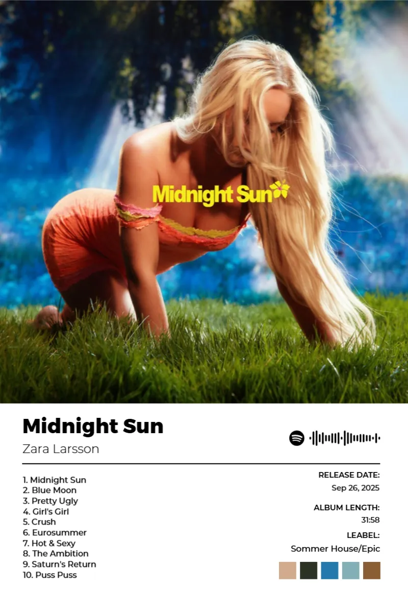 Midnight Sun · Midnight Sun · Zara Larsson · 2:3 Album poster for Midnight Sun by Zara Larsson