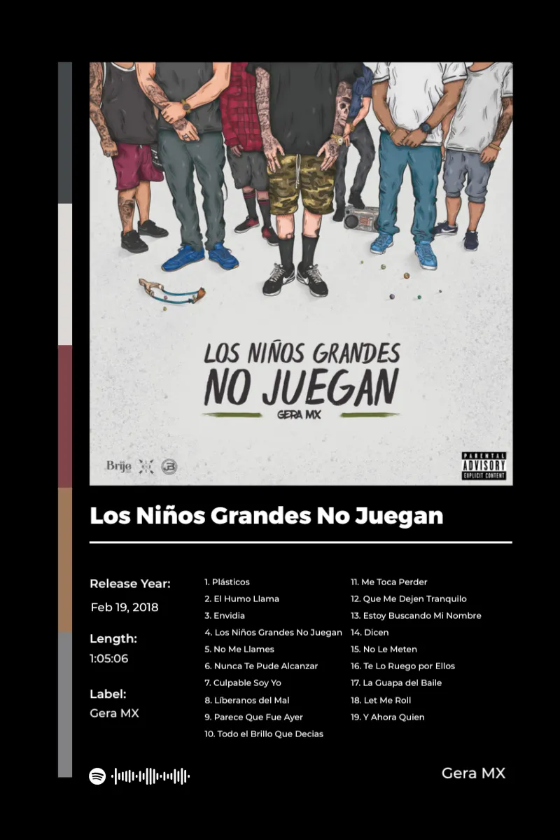 Album poster for Los Niños Grandes No Juegan by Gera MX