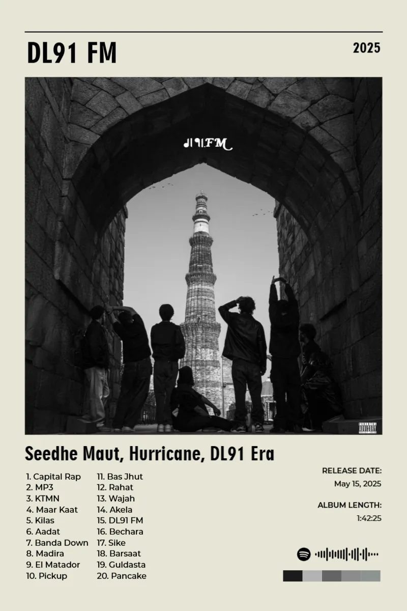 Album poster for DL91 FM by Seedhe Maut, Hurricane, DL91 Era