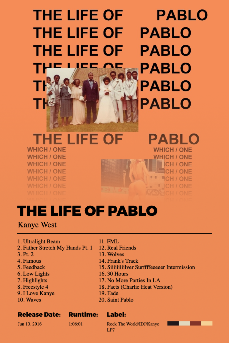 Album poster for The Life Of Pablo by Kanye West