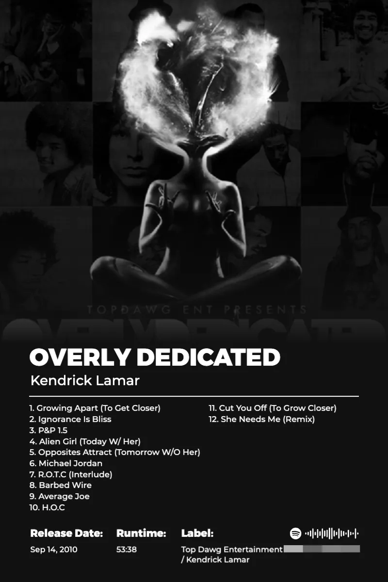 Album poster for Overly Dedicated by Kendrick Lamar